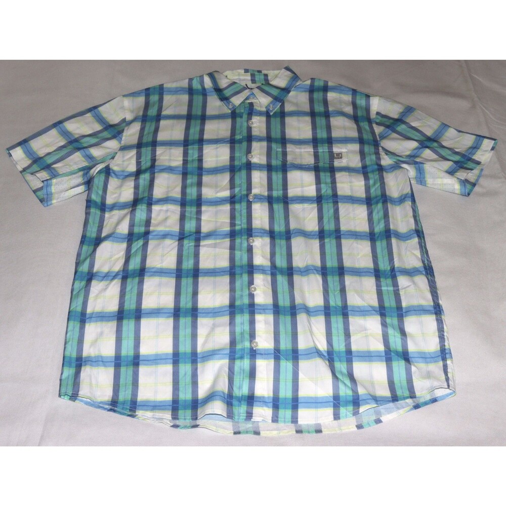 HUK Latitude Tide Point Men's Short Sleeve Button Front Fishing Shirt Size Large